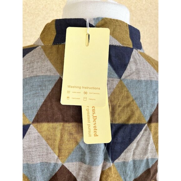 Ashir Aley Geometric Artsy Dress Size XL Mini Long Sleeves Pockets Casual Work - Picture 13 of 14